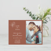 Save The Date Boho Minimalist Simple Terracotta Photo Mariage (Debout devant)