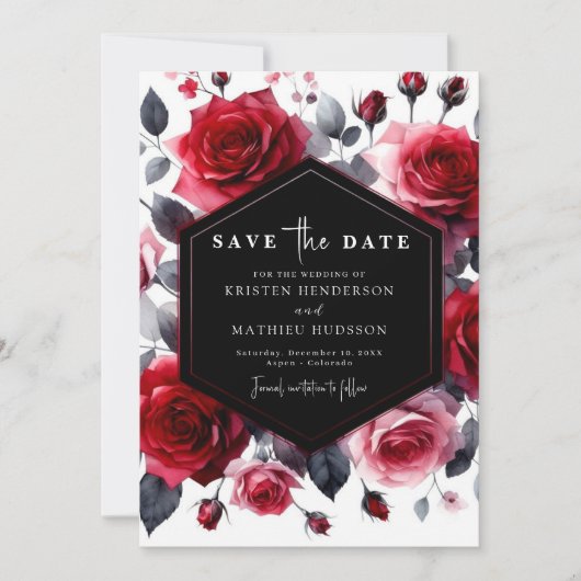 Save The Date Boho minimaliste Crimson Mariage rouge (Devant)