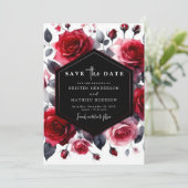 Save The Date Boho minimaliste Crimson Mariage rouge (Debout devant)