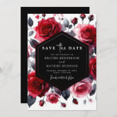 Save The Date Boho minimaliste Crimson Mariage rouge (Devant / Derrière)