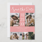Save The Date Boho moderne 4 photo Coral mariage rose (Devant)