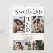 Save The Date Boho moderne 4 photo noir blanc Mariage (Devant)
