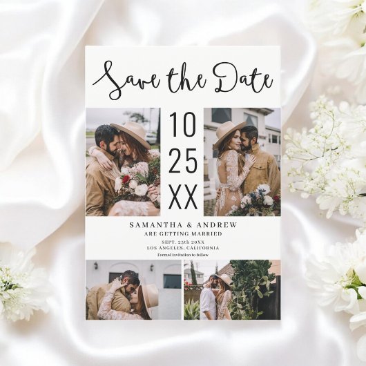 Save The Date Boho moderne 4 photo noir blanc Mariage