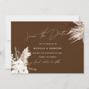 Save The Date Boho Moderne Blanc Floral Mariage