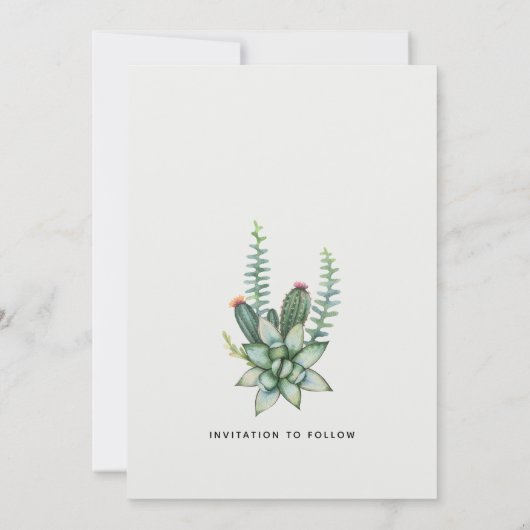 Save The Date Boho Moderne Floral Botanique Succulent Ecru Sent (Dos)
