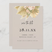 Save The Date Boho moderne Pampas Grass Floral Blush naturel (Devant / Derrière)