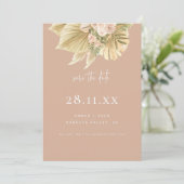 Save The Date Boho moderne Pampas Herbe Floral Rose (Debout devant)
