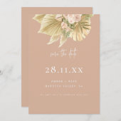 Save The Date Boho moderne Pampas Herbe Floral Rose (Devant / Derrière)