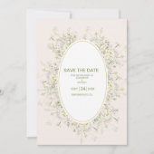 Save The Date Boho Neutral Blanc Aquarelle Fleur sauvage Mariage (Devant)