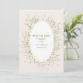 Save The Date Boho Neutral Blanc Aquarelle Fleur sauvage Mariage (Debout devant)