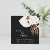 Save The Date Boho Noir Blanc Brown Pampas Mariage (Debout devant)