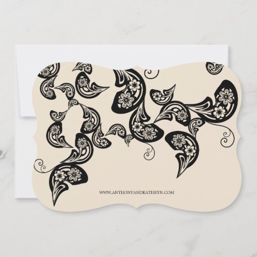 Save The Date Boho Noir Floral Peacock Photo Enregistrer La Cart (Dos)