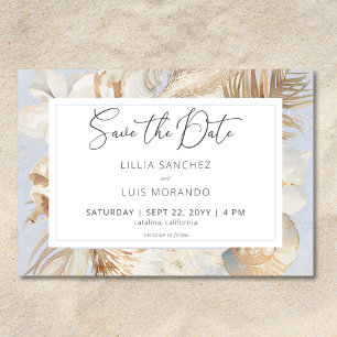 Save The Date Boho Océan Bleu Poussiéreux Mariage sur la Plage