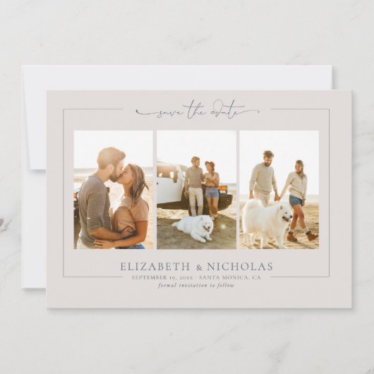 Save The Date Boho Ocean Glass moderne | 3 Photo Enregistrer la (Devant)