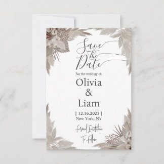 Save The Date Boho Pampas Grass Enregistrer La Date Mariage