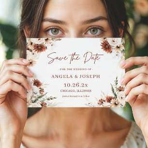 Save The Date Boho Pampas Grass Floral Terracotta tendance