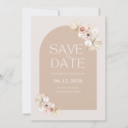 Save The Date Boho Pampas Grass Photo Mariage Enregistrer La Dat (Devant)