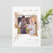 Save The Date Boho Pampas Grass photo mariage Enregistrer la dat (Debout devant)