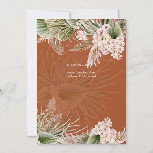 Save The Date BOHO Pampas Grass PHOTO Terracotta Enregistrer La  (Dos)