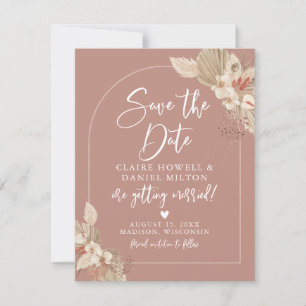 Save The Date Boho Pampas Grass Pink Terracotta Enregistrer La D