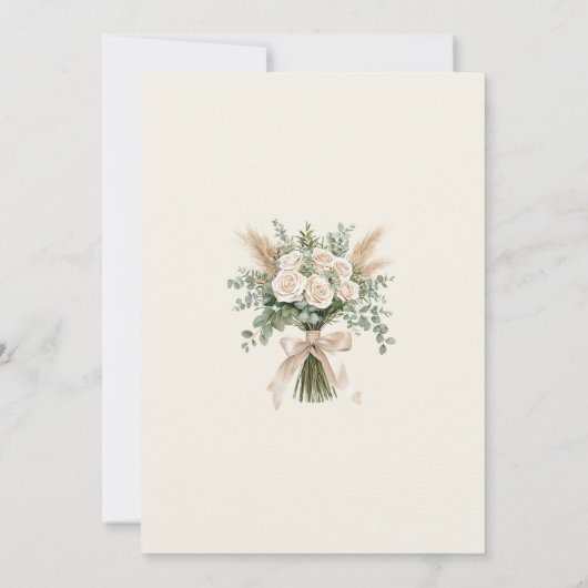 Save The Date Boho Pampas Grass & Rose blanche Mariage (Dos)