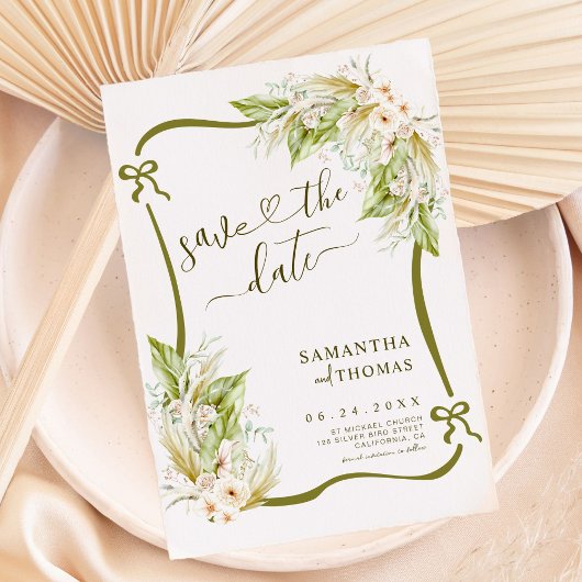Save The Date Boho Pampas Mariage Grass Sauvez la date