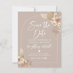 Save The Date Boho Pampas Neutrals Grass Enregistrer La Date