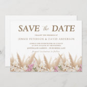 Save The Date Boho Pampas & Orchid Enregistrer le Mariage de la (Devant / Derrière)
