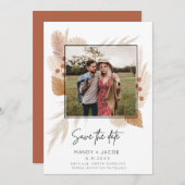 Save The Date Boho Pampas Rustique photo mariage Enregistrer la  (Devant / Derrière)