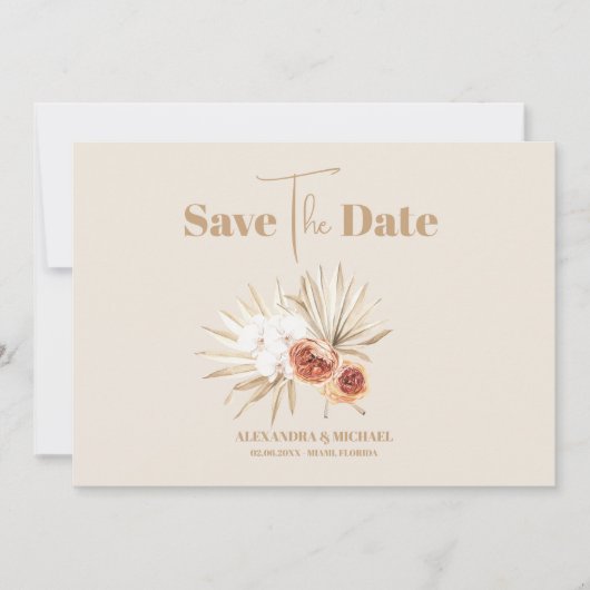 Save The Date Boho Pampass Mariage floral (Devant)