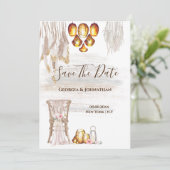 Save The Date Boho pays macrame string lumières plume lanterne (Debout devant)