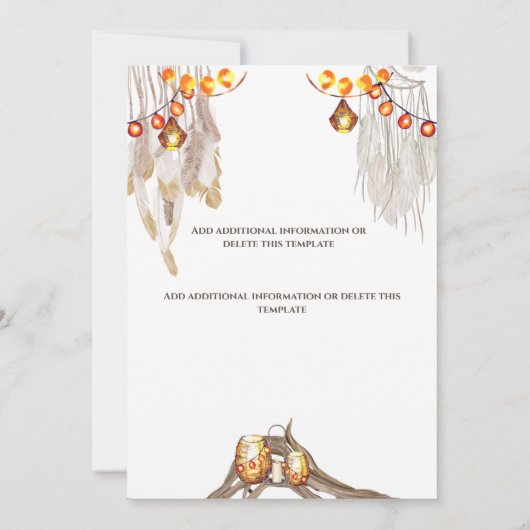 Save The Date Boho pays macrame string lumières plume lanterne (Dos)