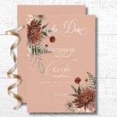 Save The Date Boho Peach & Rust Floral Peach Blush Mariage