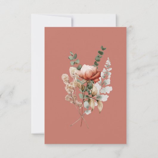 Save The Date Boho Peach & Rust Floral Rust Mariage (Dos)