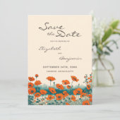 Save The Date Boho Photo Floral Fleur sauvage Rustic QR code (Debout devant)