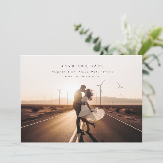 Save The Date Boho Photo Mariage QR Code (Debout devant)