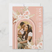 Save The Date Boho Pink Floral Photo Enregistrer La Date (Devant)