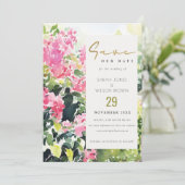 Save The Date Boho Pink Green Bougainvillea Mariage (Debout devant)