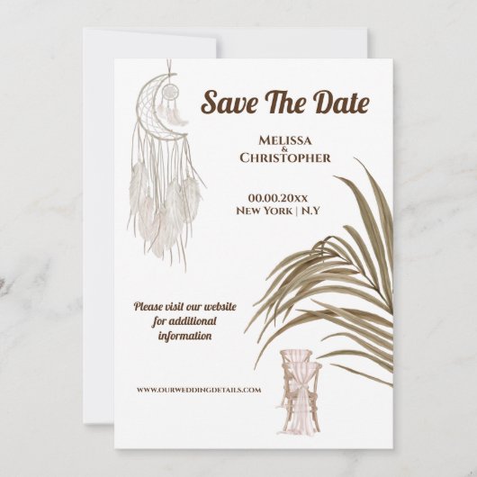 Save The Date Boho plage de rêve attrape mariage robe chic (Devant)