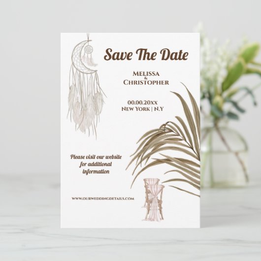 Save The Date Boho plage de rêve attrape mariage robe chic (Debout devant)