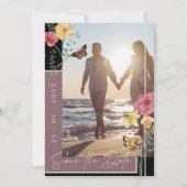 Save The Date Boho Plum Purple Fleurs sauvages Photo Enregistrer (Devant)