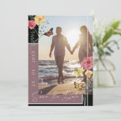 Save The Date Boho Plum Purple Fleurs sauvages Photo Enregistrer (Debout devant)