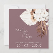 Save The Date Boho Plum violet blanc Pampas Grass Mariage (Devant)