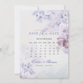 Save The Date Boho printemps fleurs mauve mois calendrier (Devant)