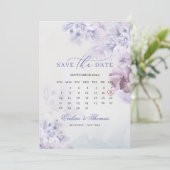 Save The Date Boho printemps fleurs mauve mois calendrier (Debout devant)