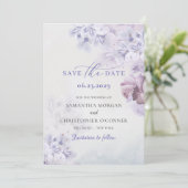Save The Date Boho printemps mauve violette et bleu poussiéreux (Debout devant)