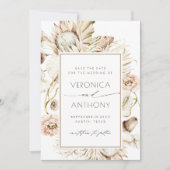Save The Date Boho Protea Pampas Aquarelle en laiton Mariage Pho (Devant)