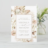 Save The Date Boho Protea Pampas Aquarelle en laiton Mariage Pho (Debout devant)