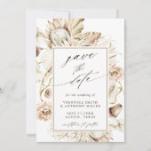 Save The Date Boho Protea Pampas Aquarelle en laiton Mariage Pho (Devant)