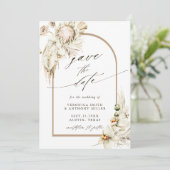 Save The Date Boho Protea Pampas Grass Floral Mariage Photo (Debout devant)